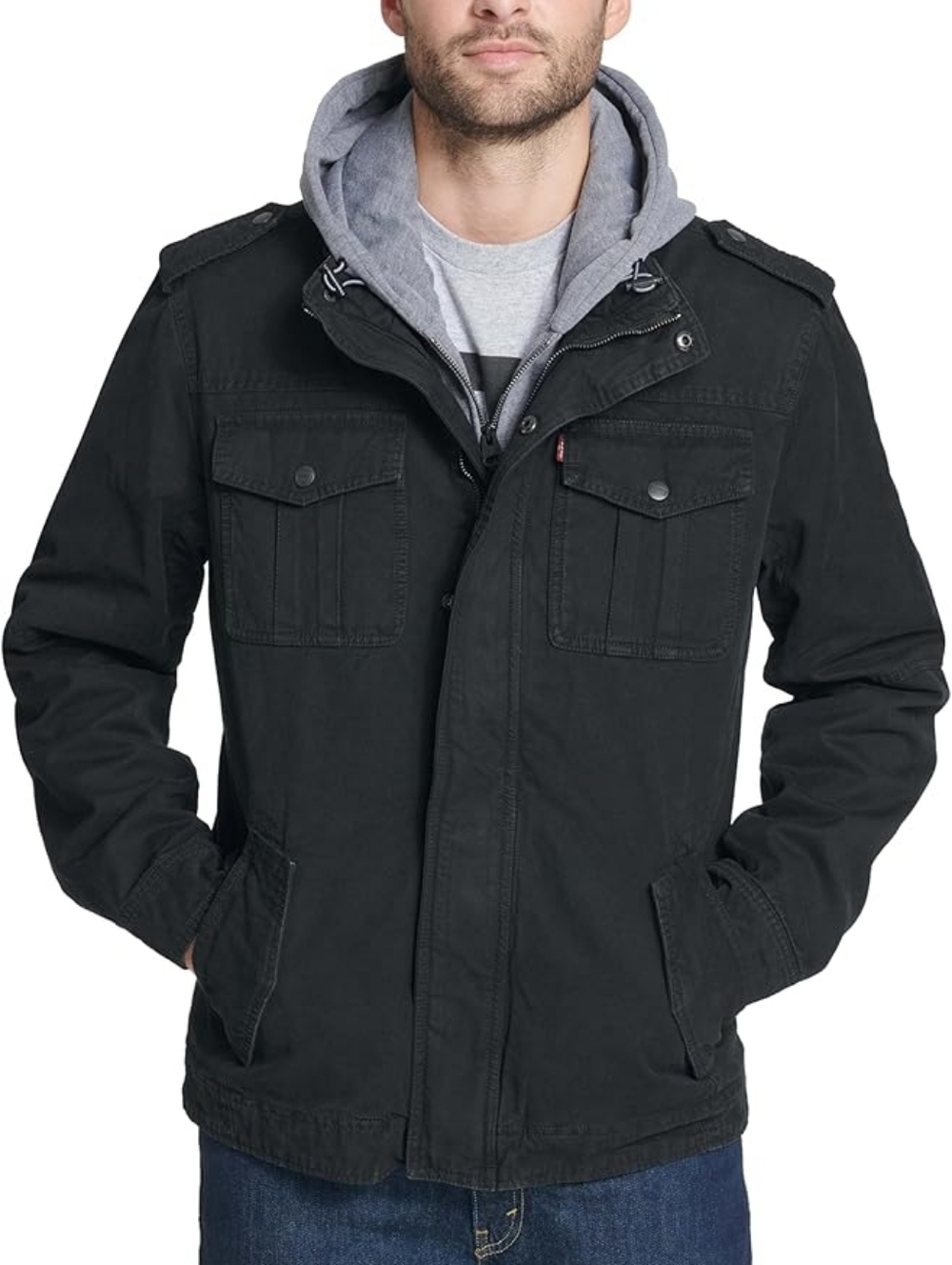 Levi's Washed Hooded Military Cotton Sherpa Lined Field Jacket Size XXL